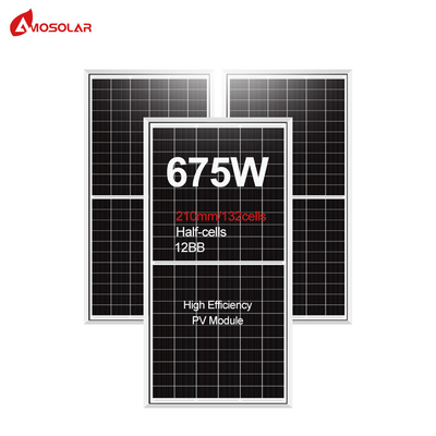 アモソラー ハーフカット モノ 645w 650w 655w 660w 665w 670w 675w 屋根用太陽光パネル
