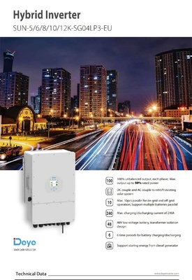ストック・デイ シングルフェーズハイブリッドソーラーインバーター 3kw 12kw 8000watt 99.90% インバーター効率
