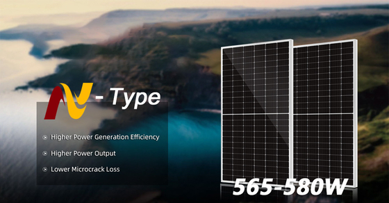 半セルモノ 550w 575W 580W 590W N型ソーラーパネル 屋根とIP68ジャンクションボックス