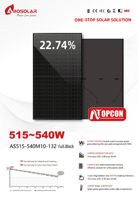 A級 太陽光パネル 182mm モノ太陽光 PV モジュール 家庭用電気 N型 515W 540W